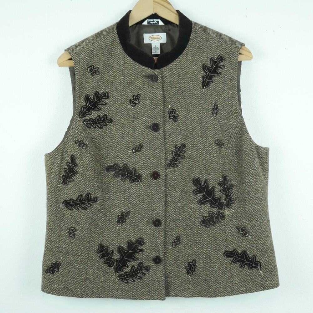 Vintage Talbots Large Vest Waistcoat Wool Tweed English Countryside Equestrian